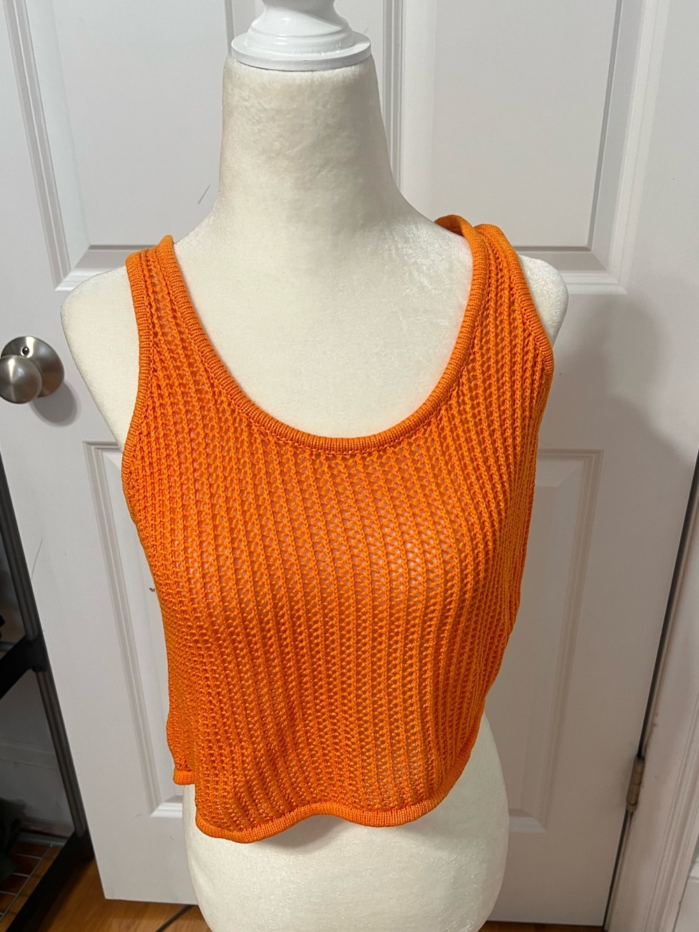 Orange Knit Scoop Neck Tank